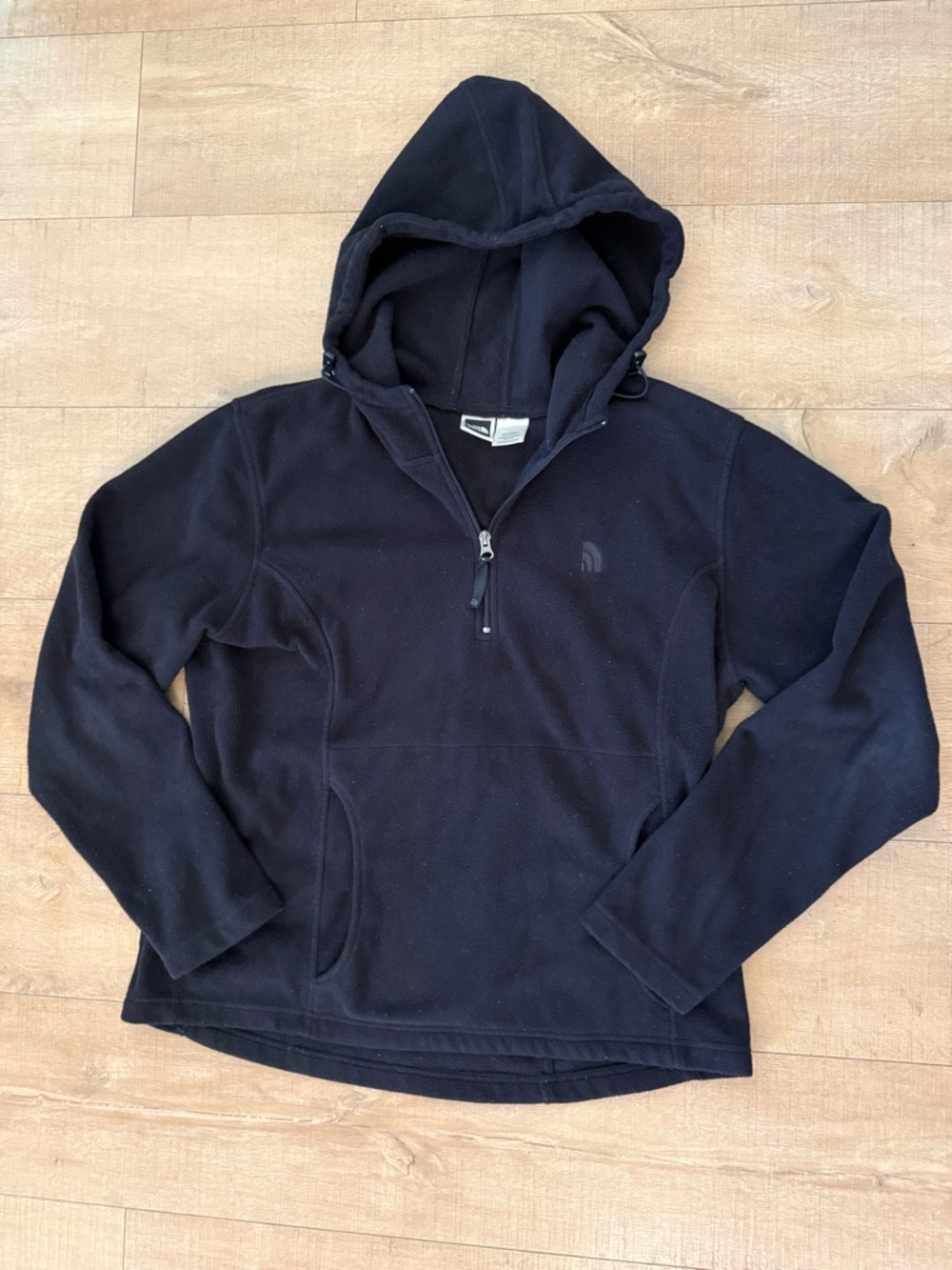 VTG 90s The North Face made in Hong Kong Women’s Black Hooded 1/4 zip Fleece XL